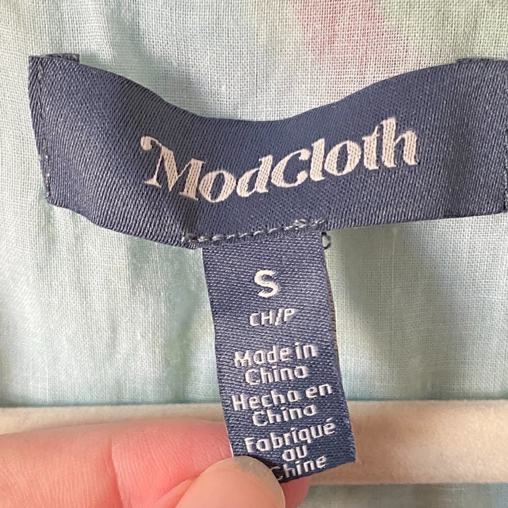 ModCloth Lift Your Wings Wrap Dress Sea Blue Floral - Picture 9 of 12